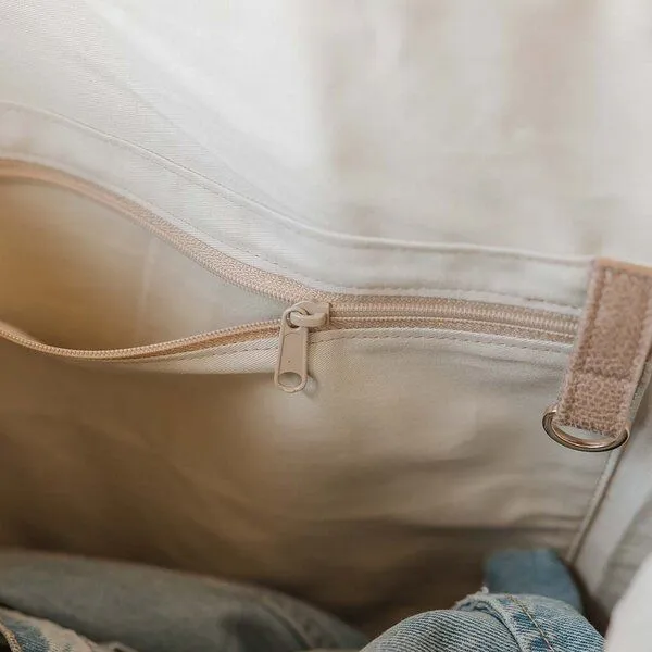 BOWLEANIES TASCHEN BOWLEANIES TASCHEN Mom Bag | Großer Shopper aus Lederfaserstoff mit Reißverschluss, Hellbraun, – Produktbild 4 von 4