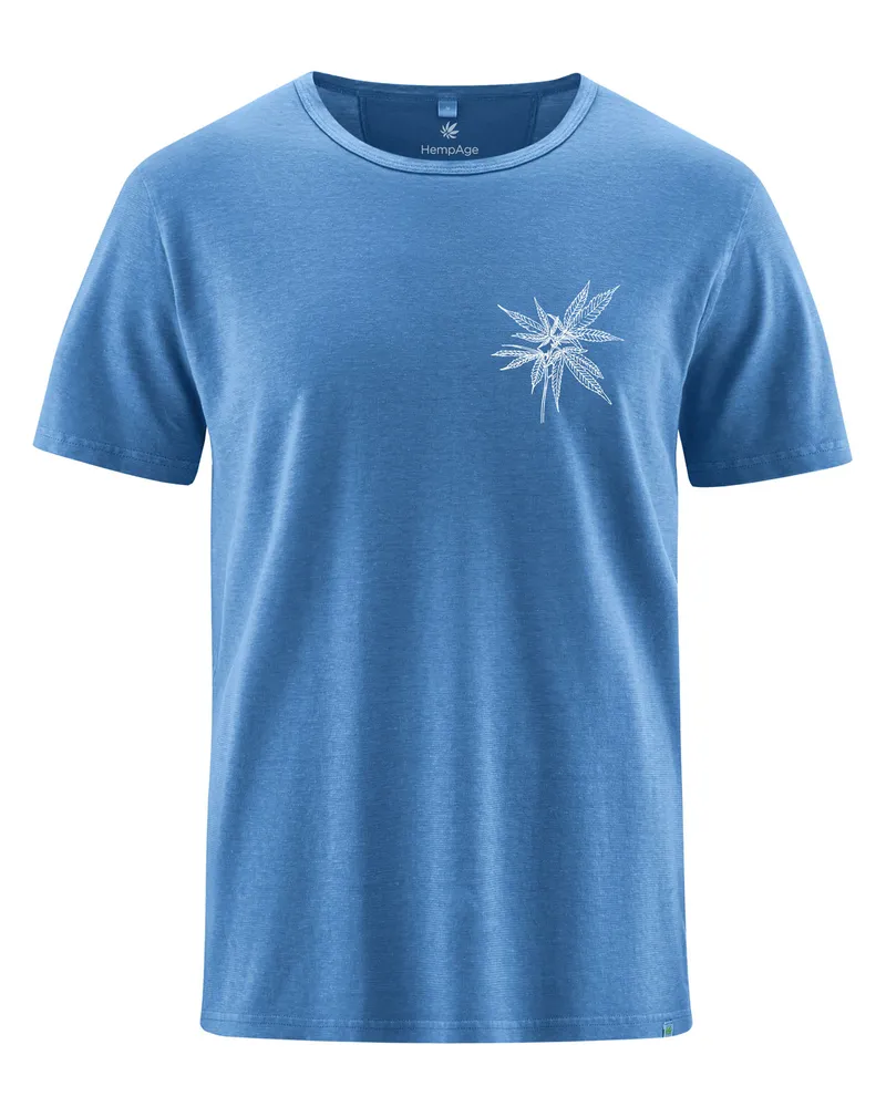 HempAge Hempage Herren vegan T-Shirt Timeless Mit Aufdruck Ozeanblau, Blau, – Produktbild 1 von 2