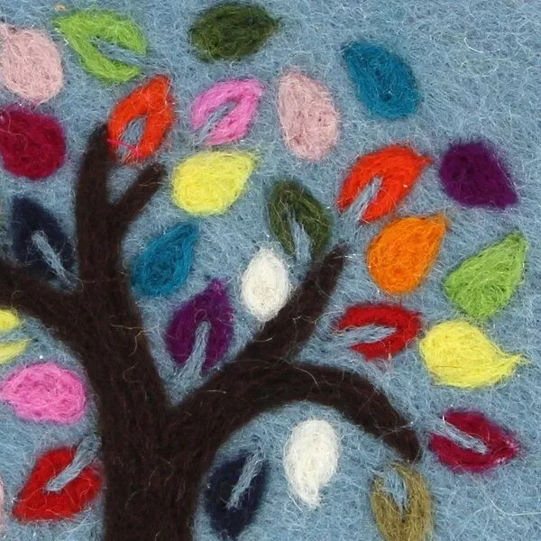 GLOBO Fair Trade GLOBO Fair Trade Topfuntersetzer TREE OF LIFE aus Wollfilz, Graublau, – Produktbild 2 von 2