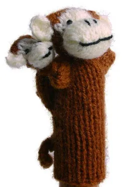 El Puente El Puente Gestrickte Fingerpuppe "Affe mit Kind" | Fair Trade & Handmade aus Peru – Produktbild 1 von 1