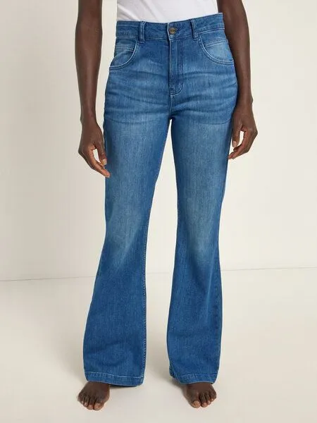 LANIUS LANIUS Flared Jeans (GOTS) aus Bio-Baumwolle, Mid blue denim, – Produktbild 3 von 6