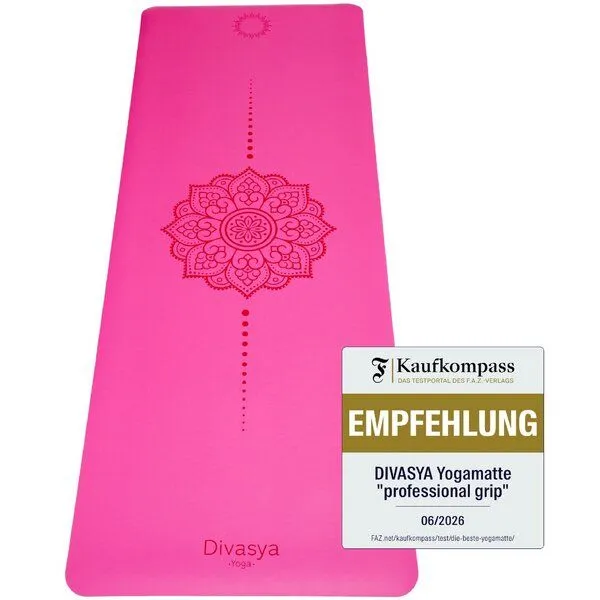 Divasya Divasya Yogamatte Naturkautschuk | rutschfester japanischer Grip | 6 Farben | Gurt & Hülle, Pink cherry blossom, – Produktbild 3 von 4