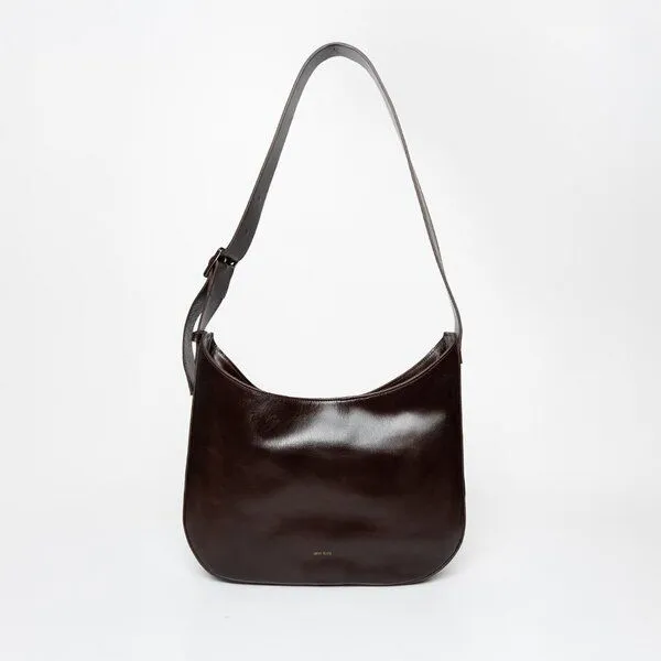 ann kurz ann kurz Versatile Hobo – Hobo-Tasche aus Leder, Shiny nappa mocha, – Produktbild 1 von 4
