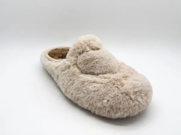 thies Rec Fluffy Heart Slipper von thies ® aus recyceltem PES, Beige, – Produktbild 3 von 4