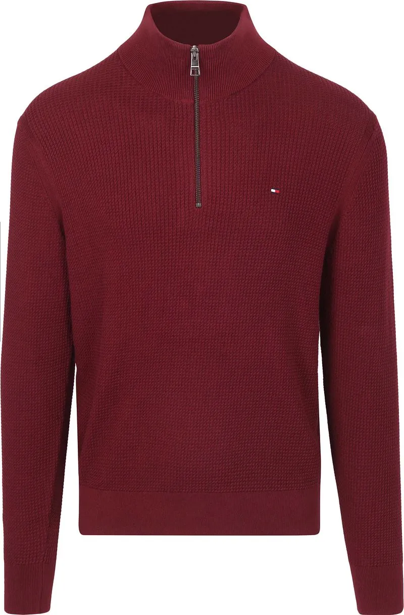 Tommy Hilfiger Tommy Hilfiger Half Zip Kabelpullover Bordeaux - Größe XXL, Rot, – Produktbild 1 von 2