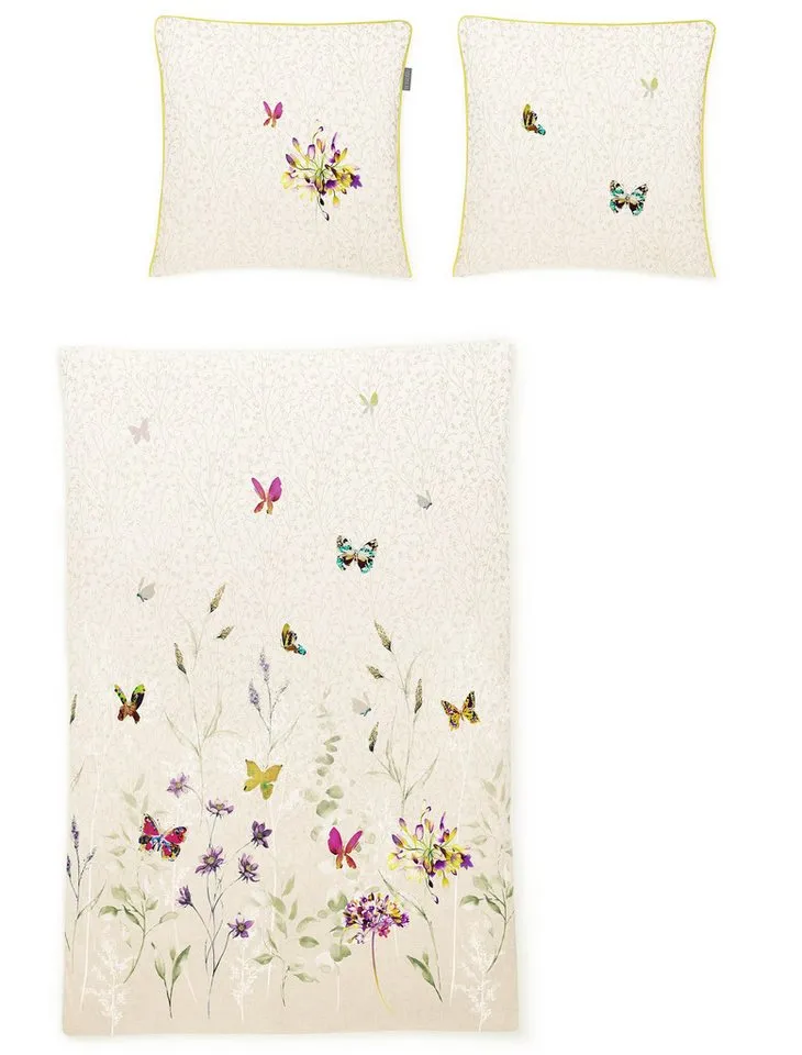 irisette irisette Bettwäsche Irisette Wave Mako-Satin Bettwäsche 135x200 Schmetterlinge Blumenwiese, Mako-Satin, 2 teilig, bügelleicht und hautsympathisch, Bunt, – Produktbild 1 von 4