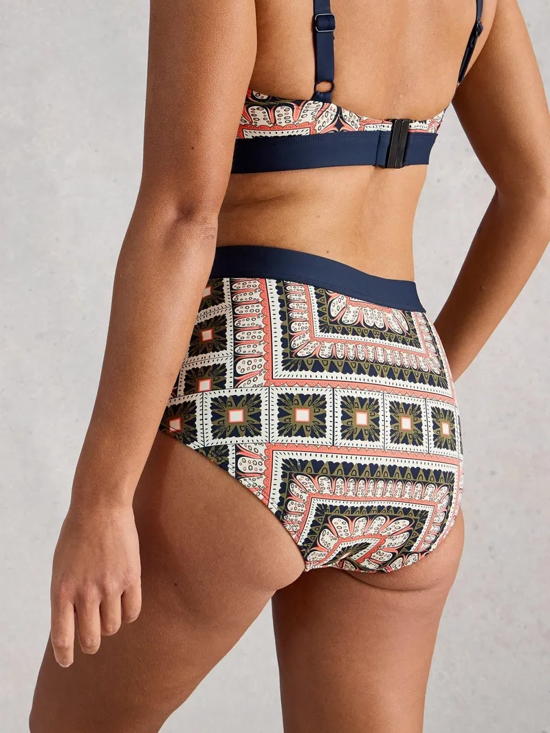 White Stuff Hochgeschnittene Bikinihose Verity - 44, Marineblau multi, – Produktbild 4 von 4