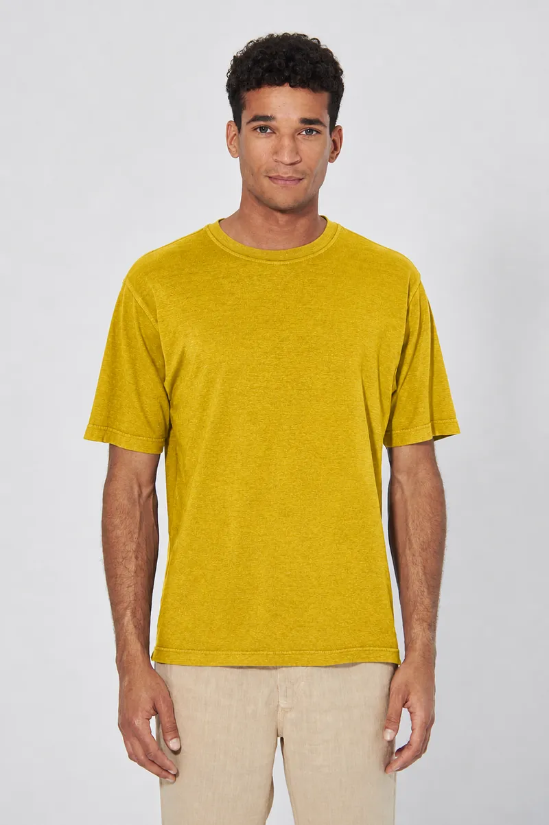 HempAge Hempage Herren vegan T-Shirt Basic Currygelb, Gelb, – Produktbild 2 von 2