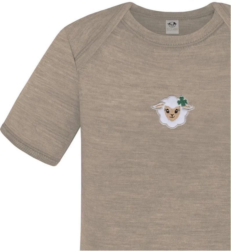 normani Kurzarmbody Baby Merino Body Kurzarm Tauranga 100 % Merino Short Sleeve Strampler- OEKO-Tex Standard 100, Beige, – Produktbild 4 von 5