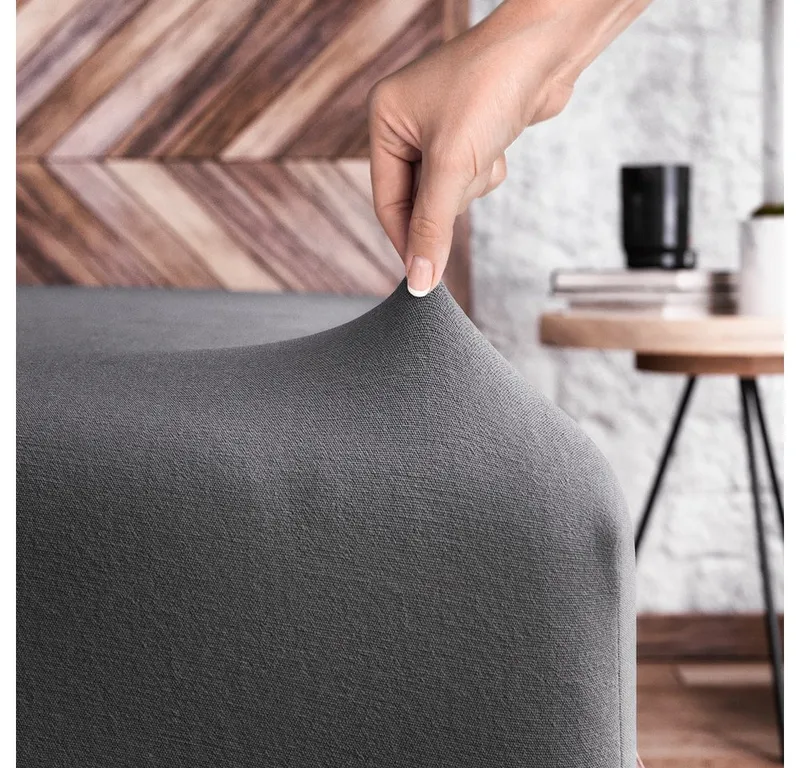 Wolkenfeld Spannbettlaken 100% Baumwolle - Superweiches Bettlaken für Matratzen von 5 bis 20cm, Jersey, Gummizug: rundum, (1 Stück), Rutschfest & Blickdicht - 90x200, 140x200, 160x200, 180x200 200x200, Grau, – Produktbild 3 von 8