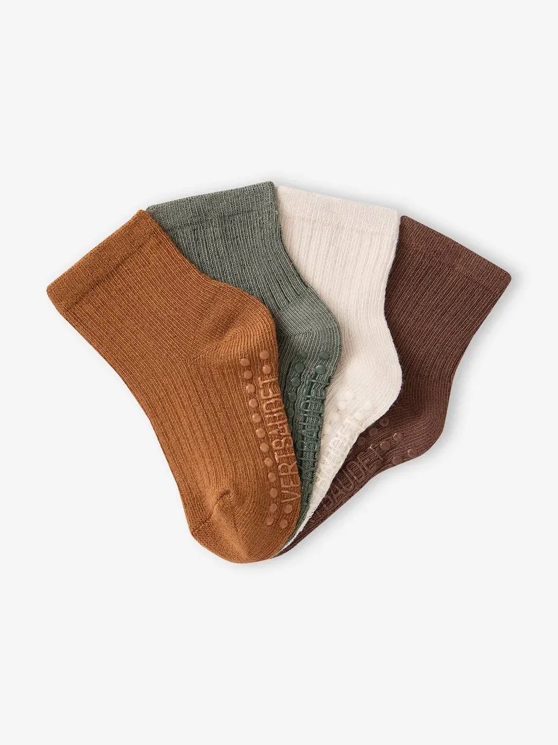 Vertbaudet 4er-Pack Baby Stoppersocken BASIC, Hellbraun, – Produktbild 2 von 2
