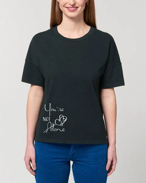 Human Family Human Family Kastenförmiges Bio Damen T-Shirt "Mood - You´re Not Alone" in 3 Farben, Schwarz, – Produktbild 3 von 3