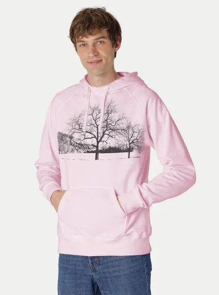 Peaces.bio - handbedruckte Biomode Peaces.bio - handbedruckte Biomode Herren Kapuzenpulli Landscape, Rosa, – Produktbild 2 von 3