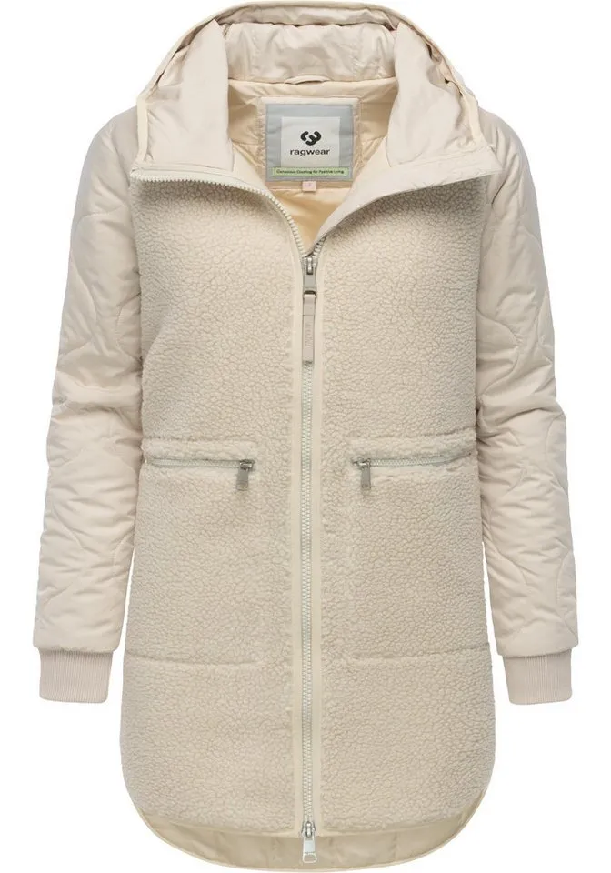 ragwear ragwear Fellimitatmantel Longeddy Kuscheliger Plüschmantel mit Kapuze, Beige|braun, – Produktbild 5 von 5