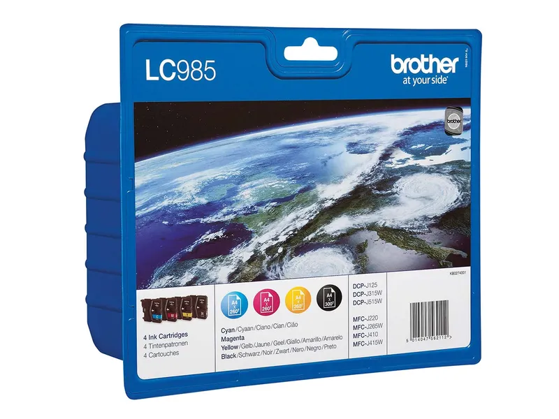 Brother Brother 4er Set Tintenpatronen LC985BK/C/M/Y schwarz, cyan, magenta, gelb – Produktbild 1 von 3