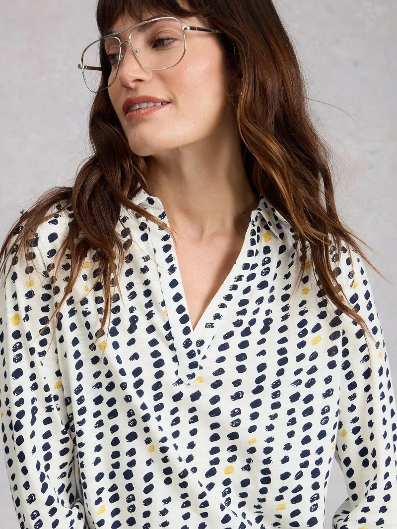 White Stuff Jerseybluse Allie - 50, Elfenbein print, – Produktbild 3 von 4