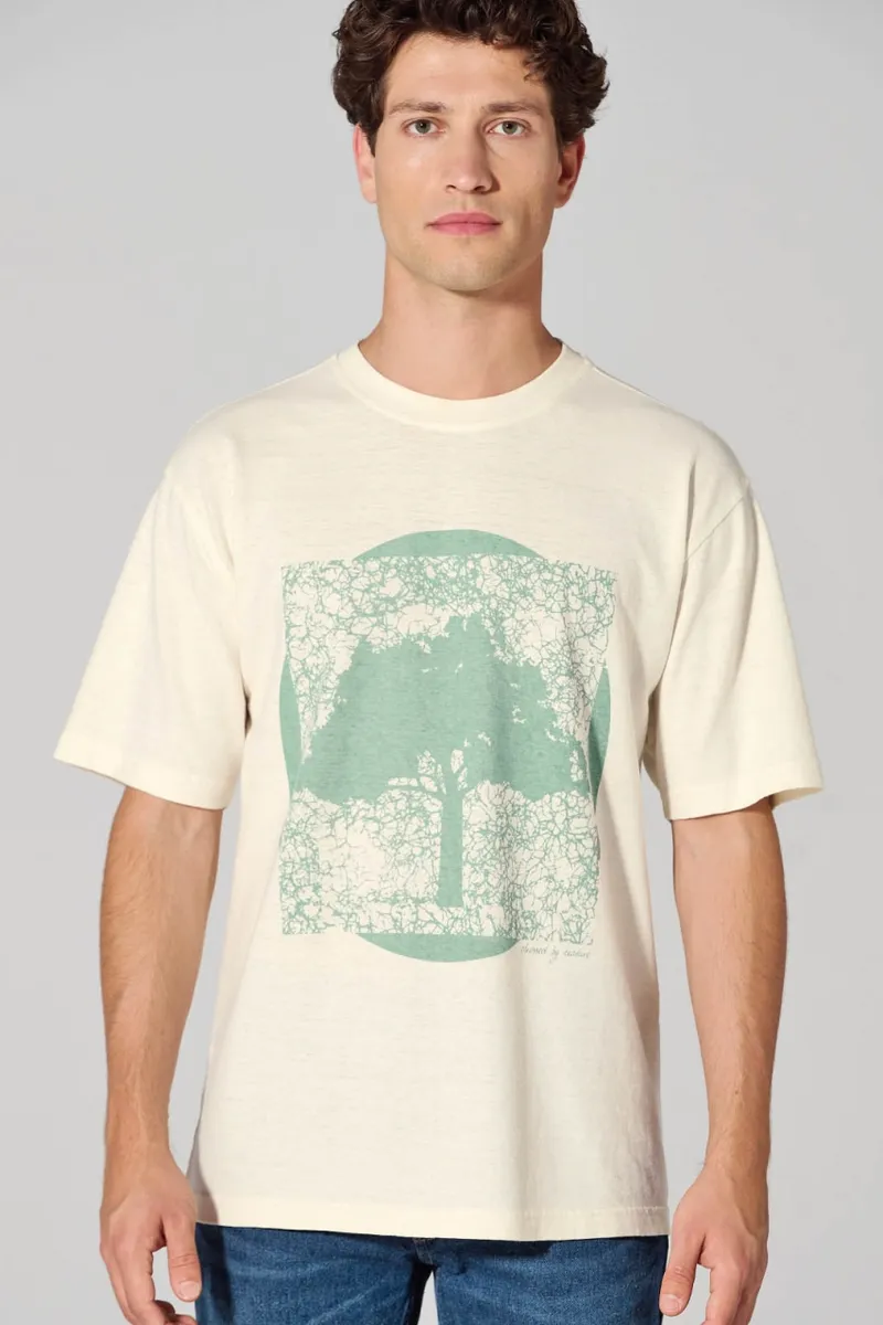 HempAge Hempage Herren vegan Bedrucktes T-Shirt In Naturfarbe, Grün, – Produktbild 2 von 2