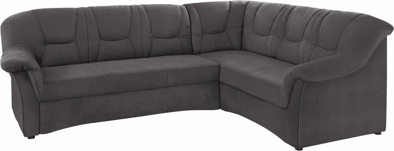 DOMO collection Ecksofa SARAFINA 240x190 cm, auch mit Federkern für mehr Sitzkomfort!, whlw. mit Bettfunktion, elegantes Design, L-Form, Grau, – Produktbild 3 von 8