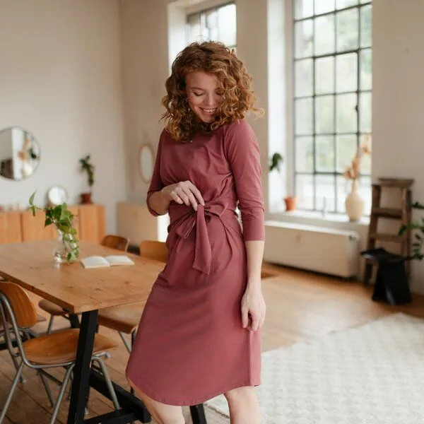 NORDLICHT NORDLICHT Langarm Jersey Kleid Greta, Altrosa, – Produktbild 3 von 4