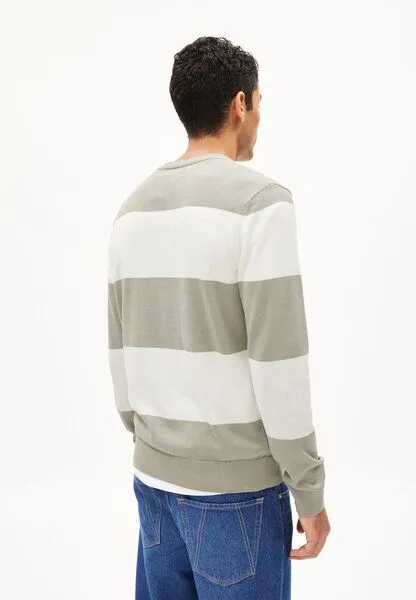 ARMEDANGELS ARMEDANGELS LOUKAA STRIPES Herren Pullover aus Bio-Baumwolle, Seagreen-light oatmilk, – Produktbild 2 von 4