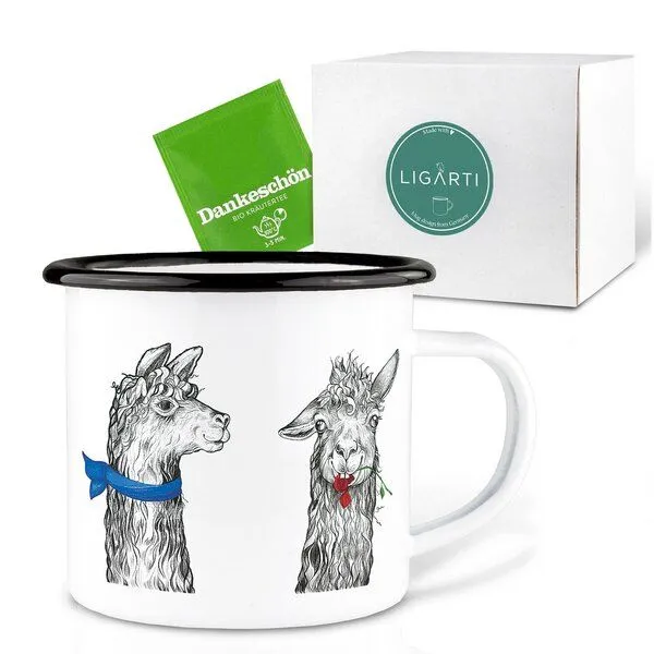 LIGARTI Emaille Tasse – Lama Club – LIGARTI Tiermanufaktur – Produktbild 3 von 4