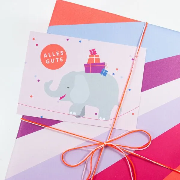 Bow & Hummingbird Bow & Hummingbird Postkarte Alles Gute (Elefant) – Produktbild 2 von 4