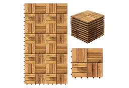 Clanmacy Holzfliesen 1-10 Terrassenfliesen, 11-110 Stück, Akazien-Holz Balkonplatten - 5, 55er Set, 55 St., 30x30cm = 1qm pro Fliese, rutschfest, Stecksystem, langlebig – Produktbild 1 von 1