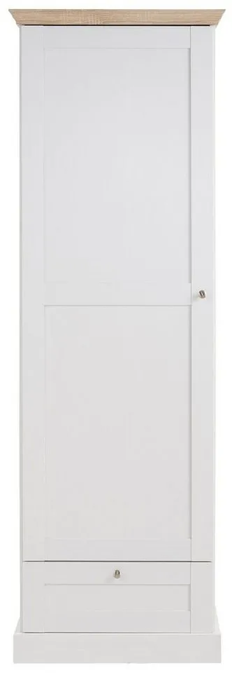 OTTO home Garderobenschrank Binz Flurschrank mit 1 Tür, 1 Schublade und ausziehbare Kleiderstange 1 verstellbarer Einlegebode, Metallknopfgriffe, Höhe 180 cm, Weiß, – Produktbild 4 von 7