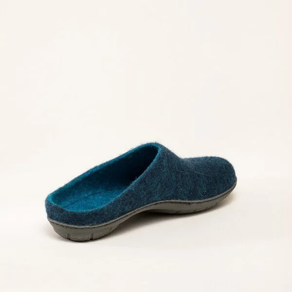 Magicfelt Magicfelt Filz-Hausschuh 736 aus 100% Merino-Wolle Pantoffel für Damen & Herren mit Gummi-Sohle, Dark blue washed, – Produktbild 4 von 4