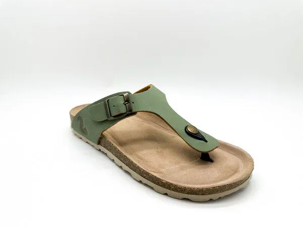 thies Vegane thies ® Eco Bio Thong Sandale aus rec. PET mit Kork-Tieffussbett, Basil, – Produktbild 2 von 4
