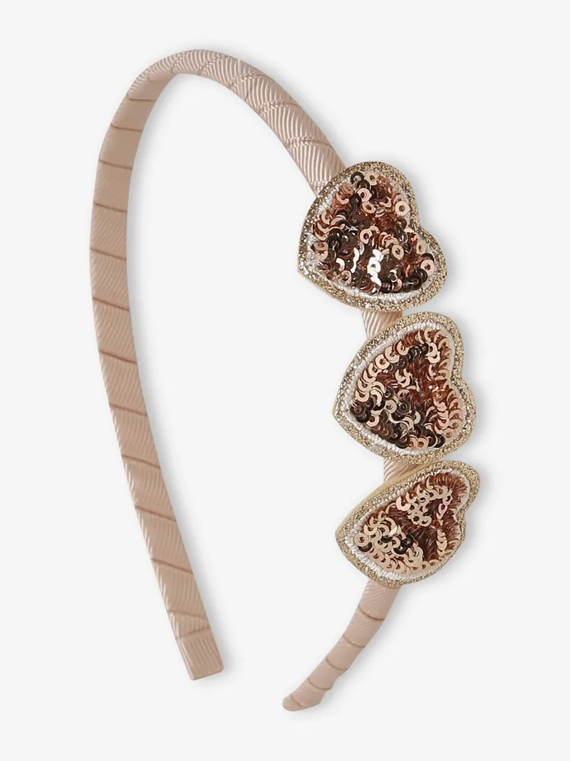 Vertbaudet Mädchen Haarreif mit Pailletten-Herzen, Gold, – Produktbild 4 von 4