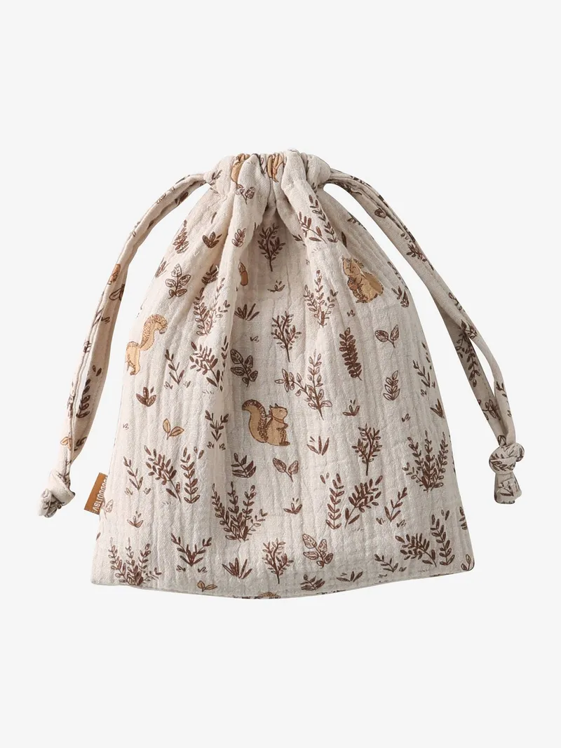 Vertbaudet 6er-Pack Waschlappen mit Aufbewahrungsbeutel Eichhörnchen, Pack beige, – Produktbild 3 von 3