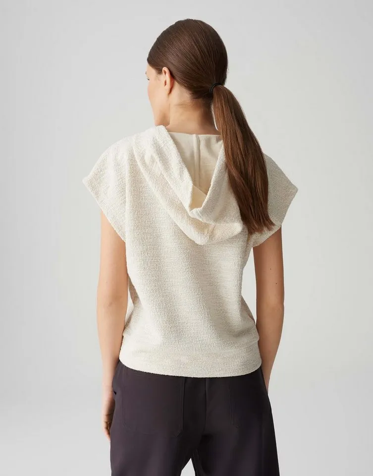 OPUS Sweatshirt GINSI aus Bouclé Sweat BCI Cotton, breiter Saum, elastischer Stoff, Beige, – Produktbild 3 von 5