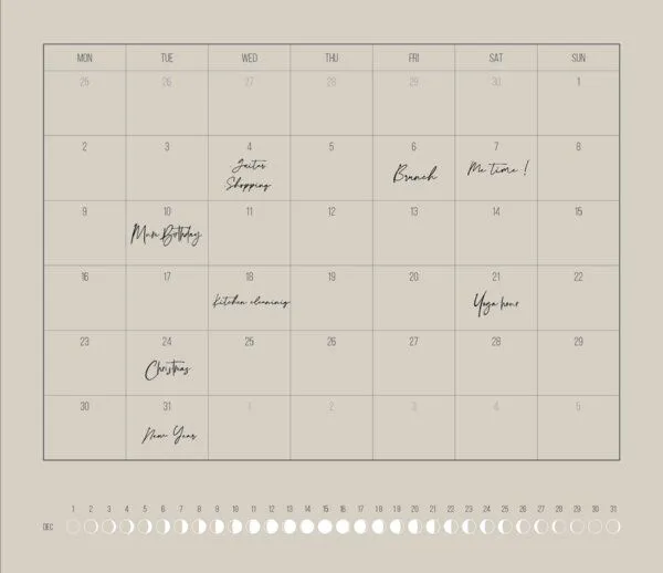 Mondkalender 2027 - Wandkalender A3, A4 - beige // ShellyCreates – Produktbild 1 von 3