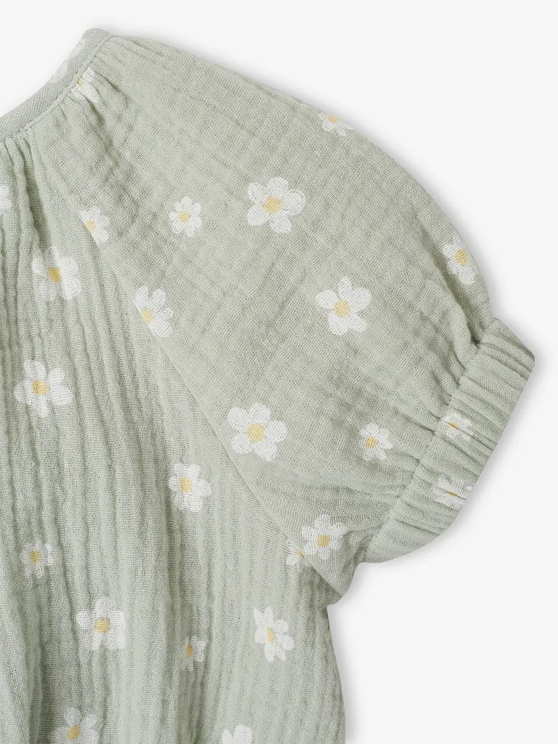 Vertbaudet Bedruckte Baby Musselin-Bluse, Graugrün, – Produktbild 3 von 3