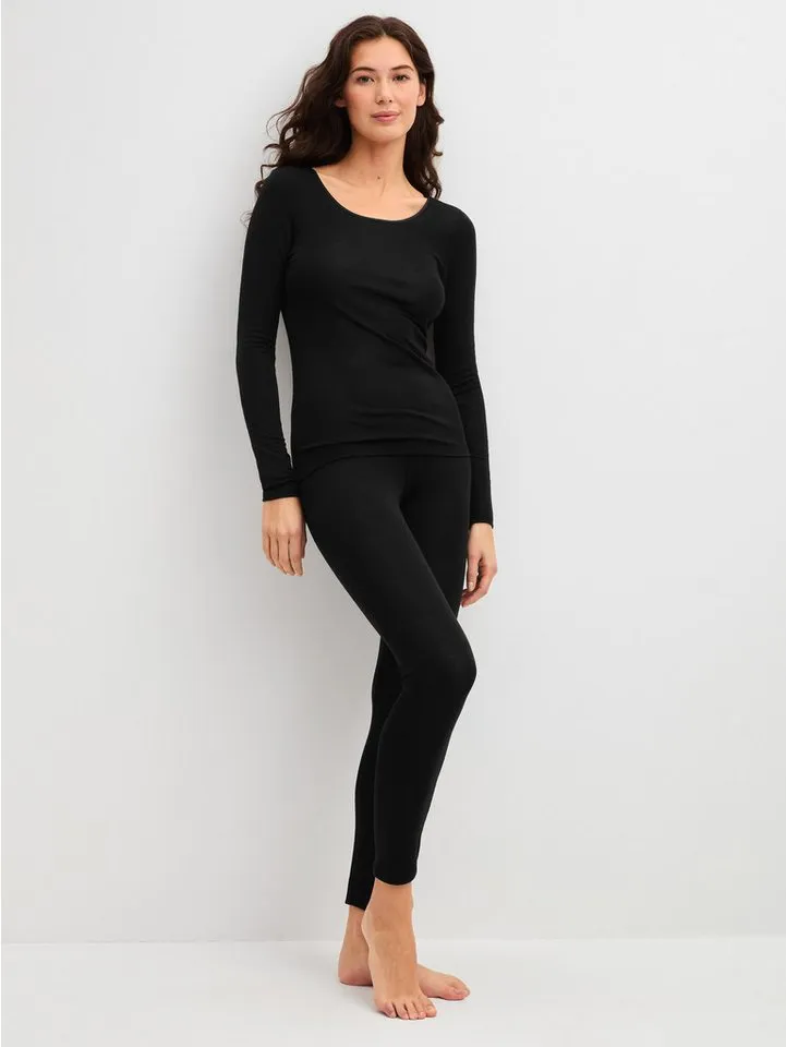 CALIDA CALIDA Unterziehshirt True Confidence Damen (1-St) fein, geschmeidig und temperaturausgleichend, aus Wolle und Seide, Schwarz, – Produktbild 4 von 5