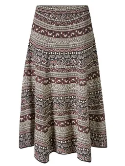 Himalaya Clothing Strickrock Damen ausgestellter Midirock Jacquardmuster GOTS Bio-Baumwolle casual Elastischer Bund, femininer Schnitt und nachhaltig gefertigt – Produktbild 1 von 1