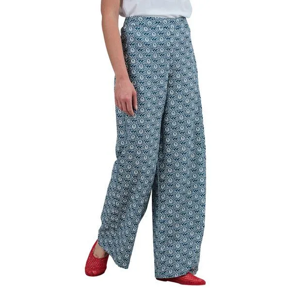 Brava Fabrics Brava Fabrics Weite Hose Asis Percales Daisy Wide Leg, Blue, – Produktbild 1 von 4