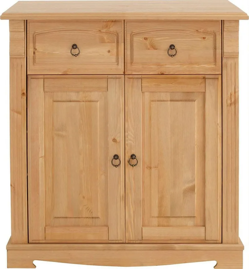OTTO home Kommode Anna, Sideboard, Anrichte, Stauraumschrank (B/T/H: 94/40/88 cm), aus massiver Kiefer, Breite 94 cm, mit Kassettenoptik, FSC®, Beige, – Produktbild 3 von 5