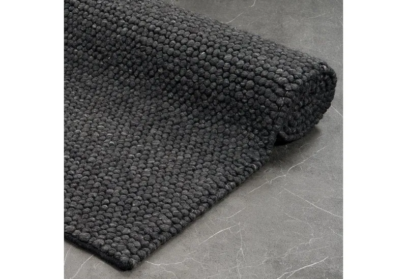 Consilio Concept Designteppich WOOLY Teppich Wohnzimmer Wolle Designer Natur Vegan, Kugelteppich, Filzkugelteppich, Wollteppich, Grau, – Produktbild 4 von 5