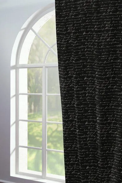 Nature by Adam Nature by Adam Vorhang aus Leinen & Bio-Baumwolle - Made in Germany - Scribble, Schwarz, – Produktbild 5 von 8