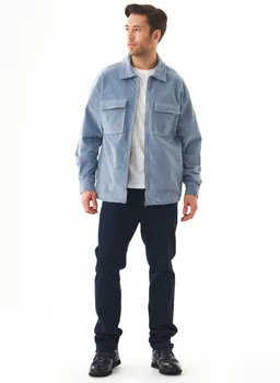 ORGANICATION ORGANICATION Herren vegan Overshirt Cord Zipper Dusty Blue – Produktbild 1 von 1