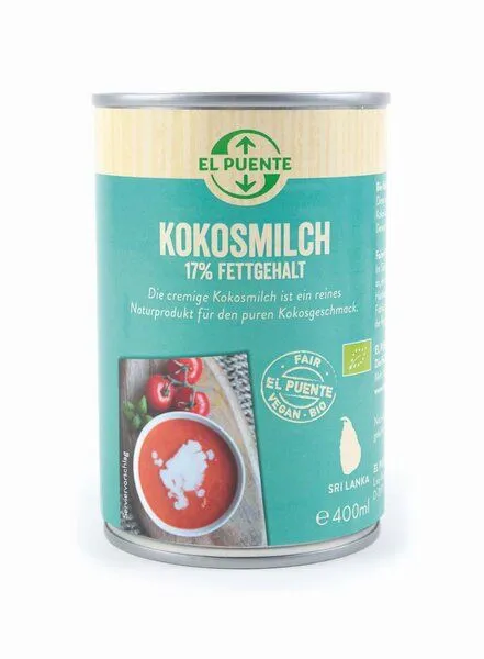 El Puente El Puente Bio-Kokosmilch 17 % Fettanteil | Fair Trade | Bio-zertifiziert | Vegan | Glutenfrei, Mehrfarbig, – Produktbild 1 von 1