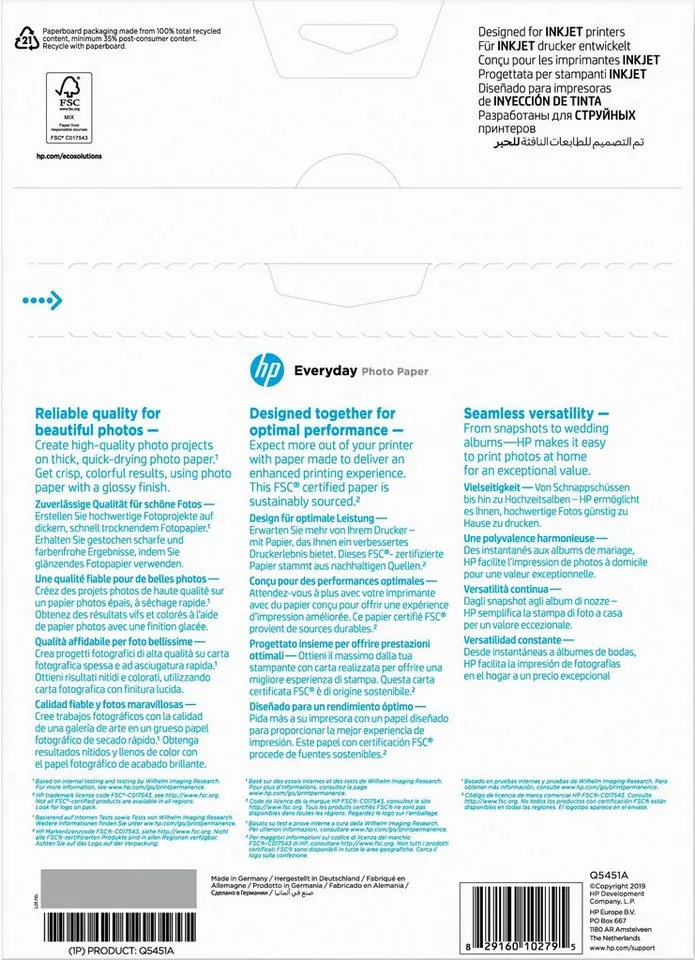 HP HP Everyday Photo Paper - Glänzend - 8 mil - A4 (210 x 297 mm) – Produktbild 7 von 7