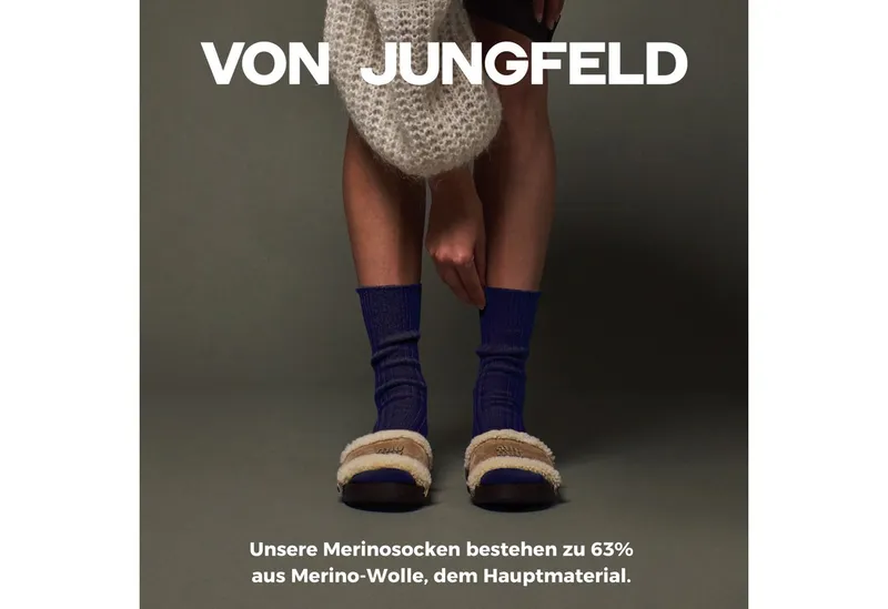 von Jungfeld von Jungfeld Socken Merino Merinowolle 35-46 Unisex (1-Paar, 1 Paar) Winter Thermosocken Damen & Herren Wandersocken, Blau, – Produktbild 2 von 5