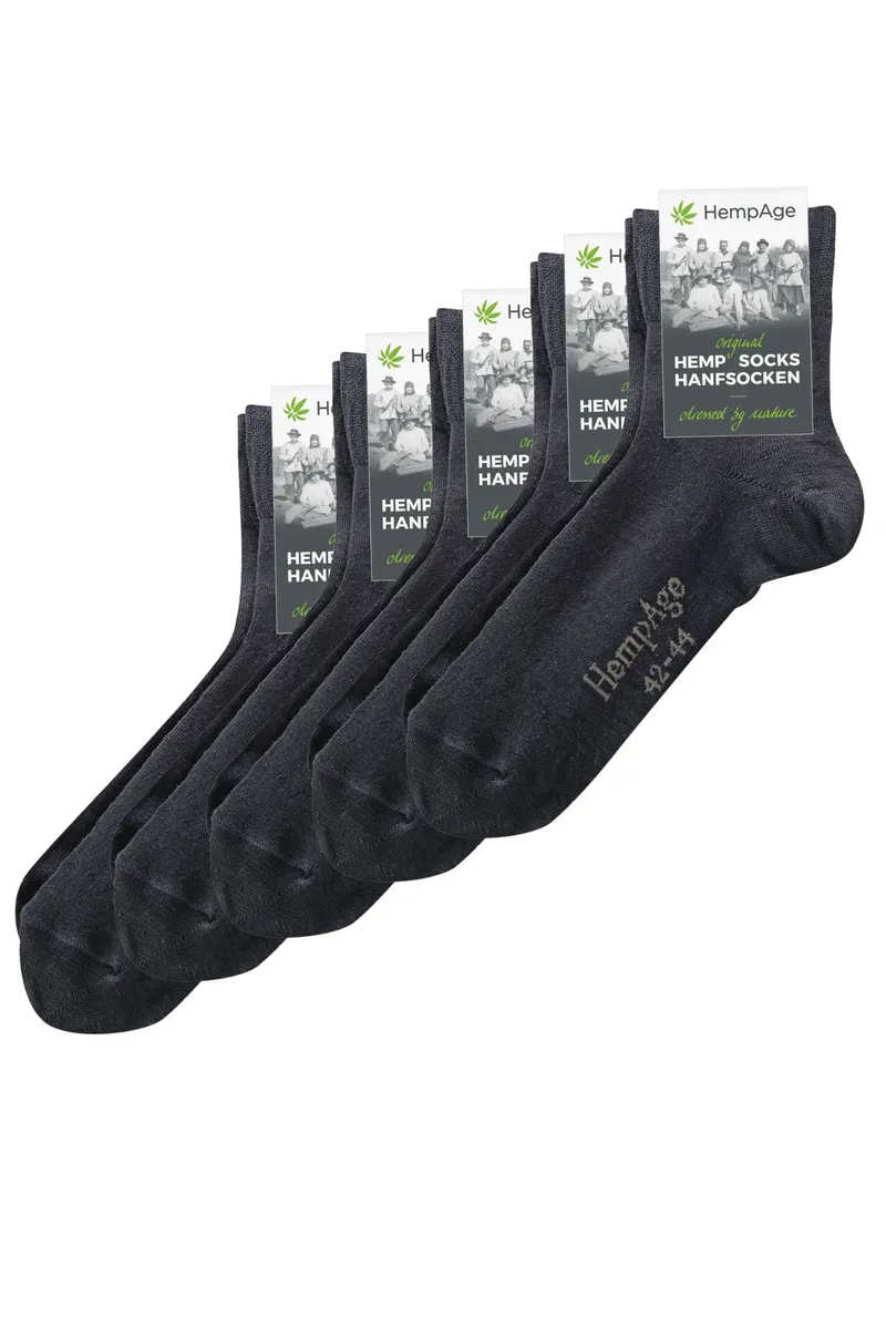HempAge Hempage Herren vegan 5er-Pack Socken Classic Schwarz, Schwarz, – Produktbild 1 von 1