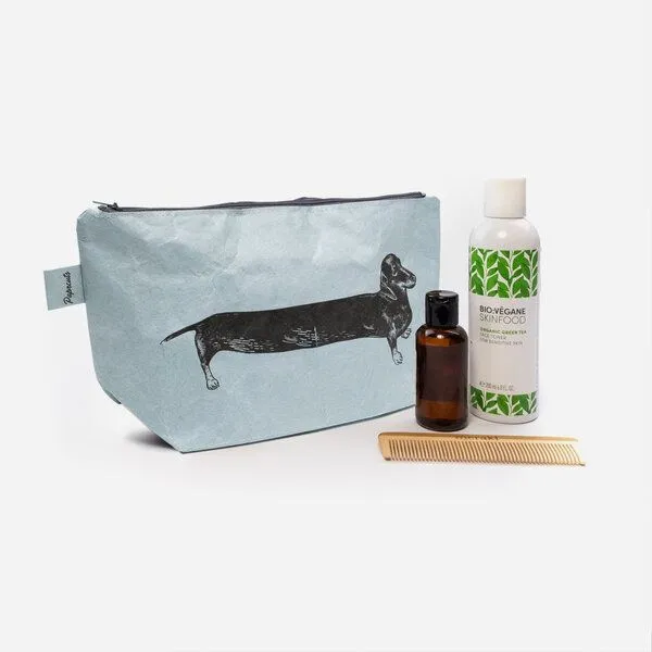 paprcuts paprcuts Kulturbeutel, Sausage dog (blau schwarz), – Produktbild 1 von 3