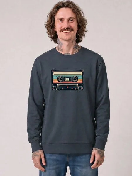watapparel watapparel Sweatshirt Unisex Retro Kassette, India ink grey, – Produktbild 2 von 2