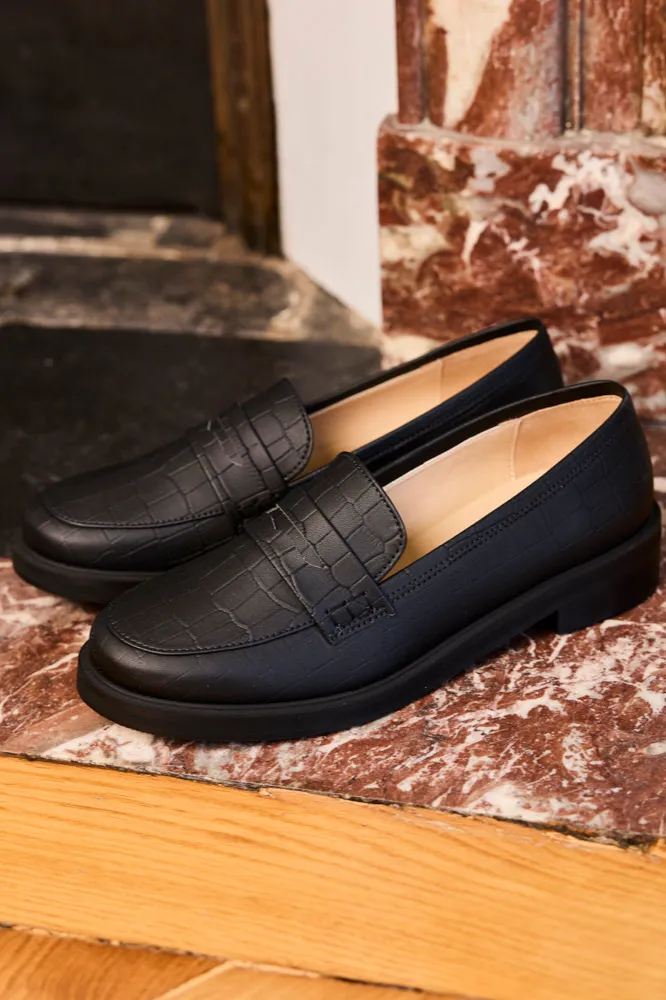 Minuit Sur Terre Minuit Sur Terre Damen vegan Loafer Accord Schwarz Kroko, Schwarz, – Produktbild 2 von 2