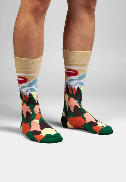 DillySocks DillySocks Socken „Mountain Mood“, Orange,blau,baige,schwarz, – Produktbild 2 von 4